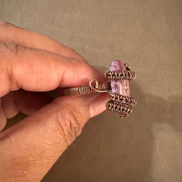 Custom Cobalt Calcite Copper Wired Ring - Picture 5 of 8